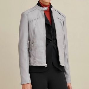 DESIGNER BRAND Faux-Leather Snap Tab Jacket